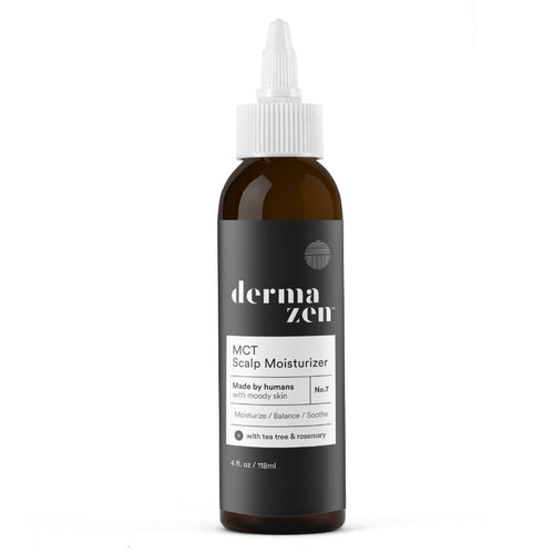 Bottle of Dermazen MCT Scalp Moisturizer, 4 fl oz, with a black label on a white background.